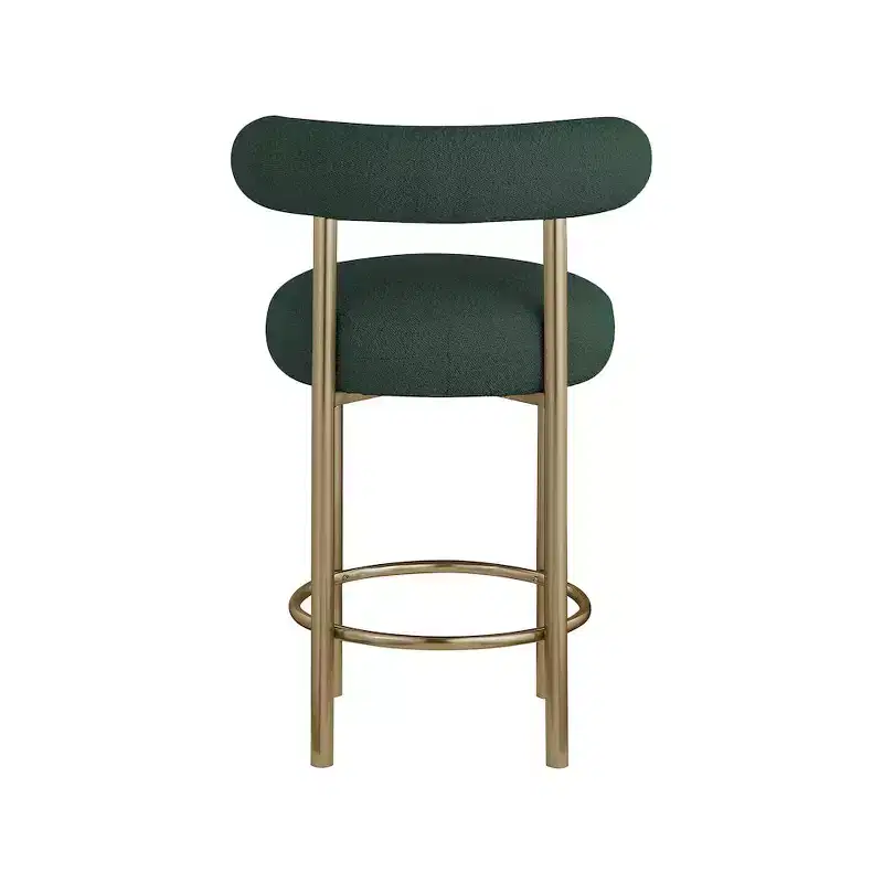Meridian Furniture,Bordeaux Green Boucle Fabric Stool, Set of 2