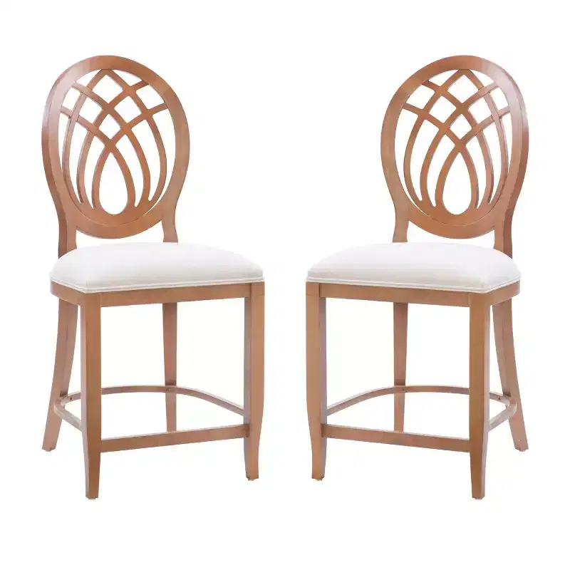 Linon Set of 2 24" Oriana Counter Height Barstool Brown
