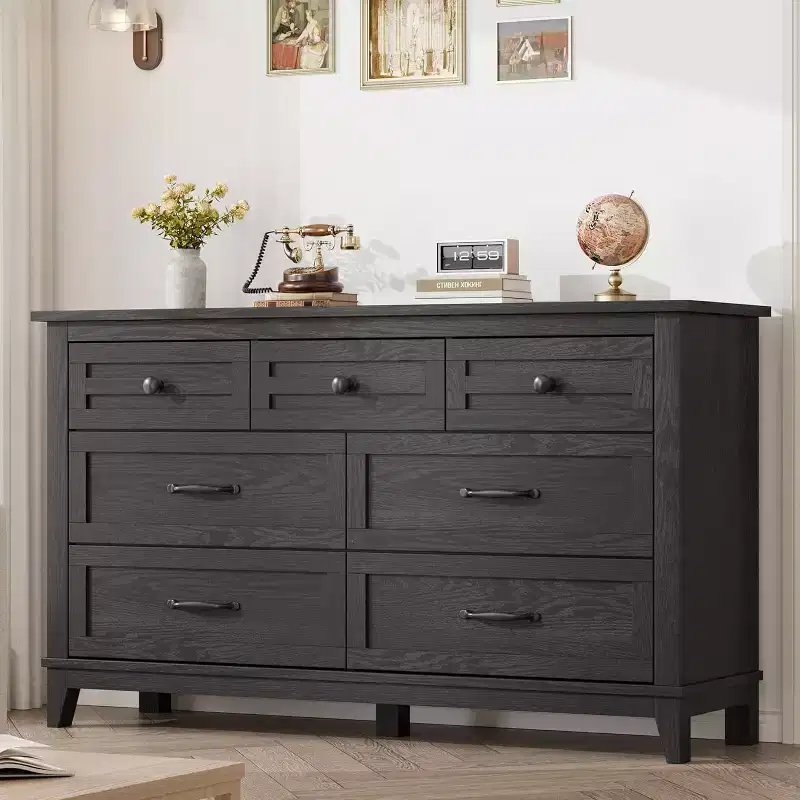 Nightstand with 2 Drawers and Open Shelf, Bedside Table with Storage for Bedroom
