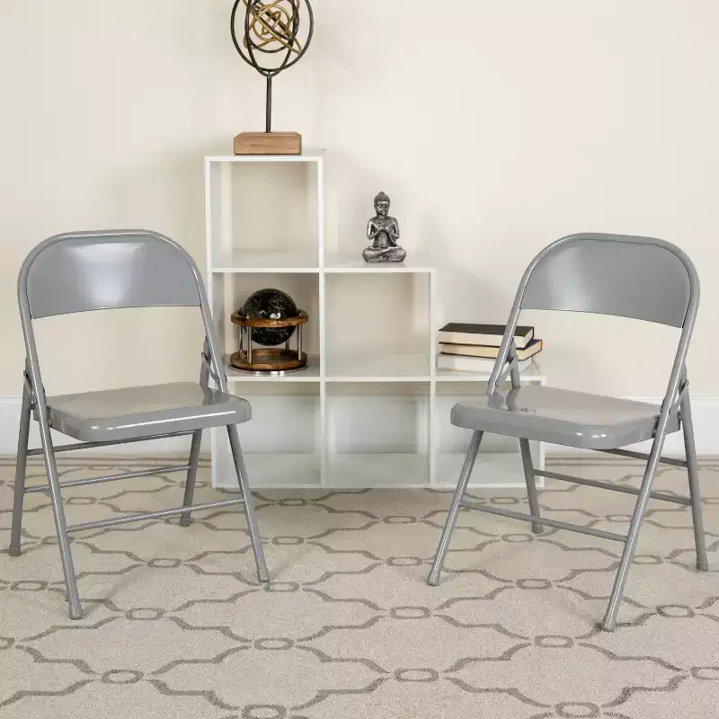 Flash Furniture 2 Pack HERCULES Series Triple Braced & Double Hinged Metal Folding Chair