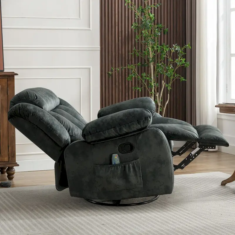 360 Rotatable Swing Manual Massage Rocker Recliner With Heat And Vibration