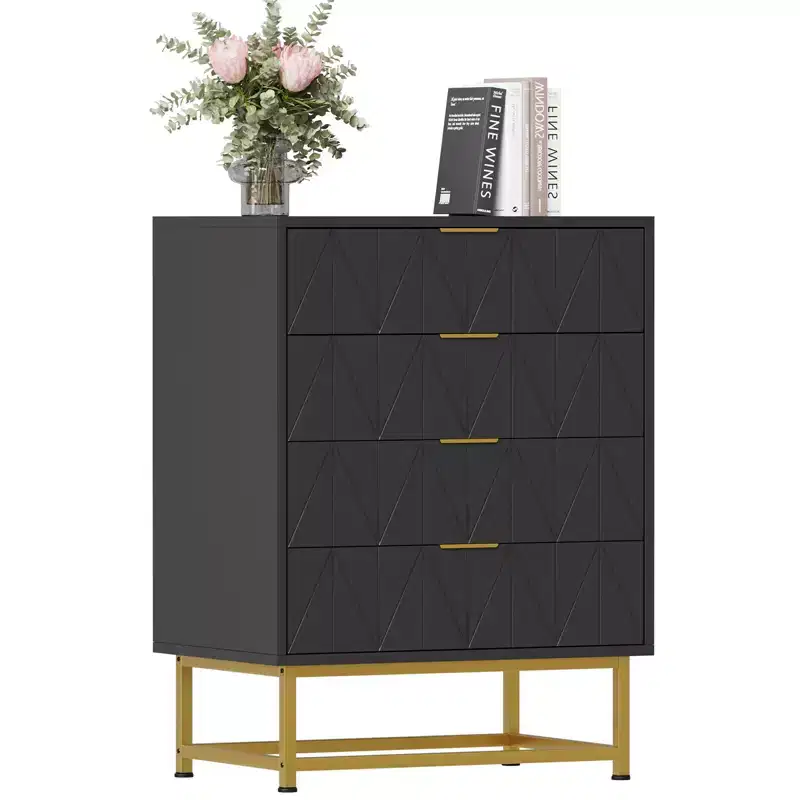 4-Drawer Dresser w/Metal Legs - Modern Storage Chest for Bedroom, Living Room & Entryway Organization