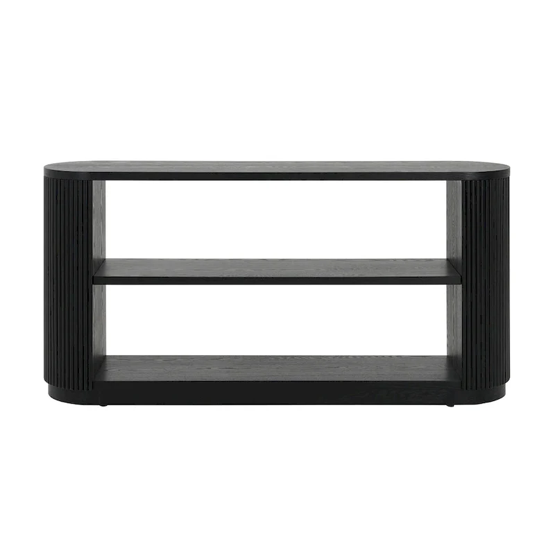 Console Table with Open Shelves and Fluted Wood Veneer