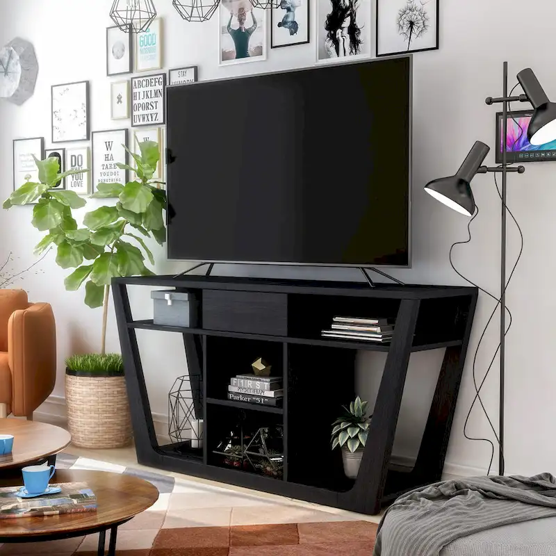 Modern 60-inch 6-Shelf 1-Drawer TV Console