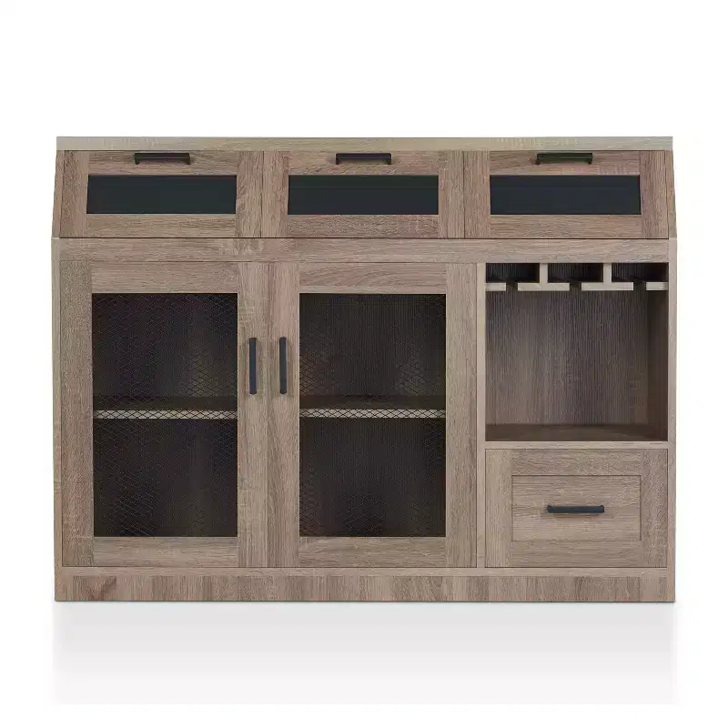 4 Drawer Buffet with Wine Storage and Stemware Racks