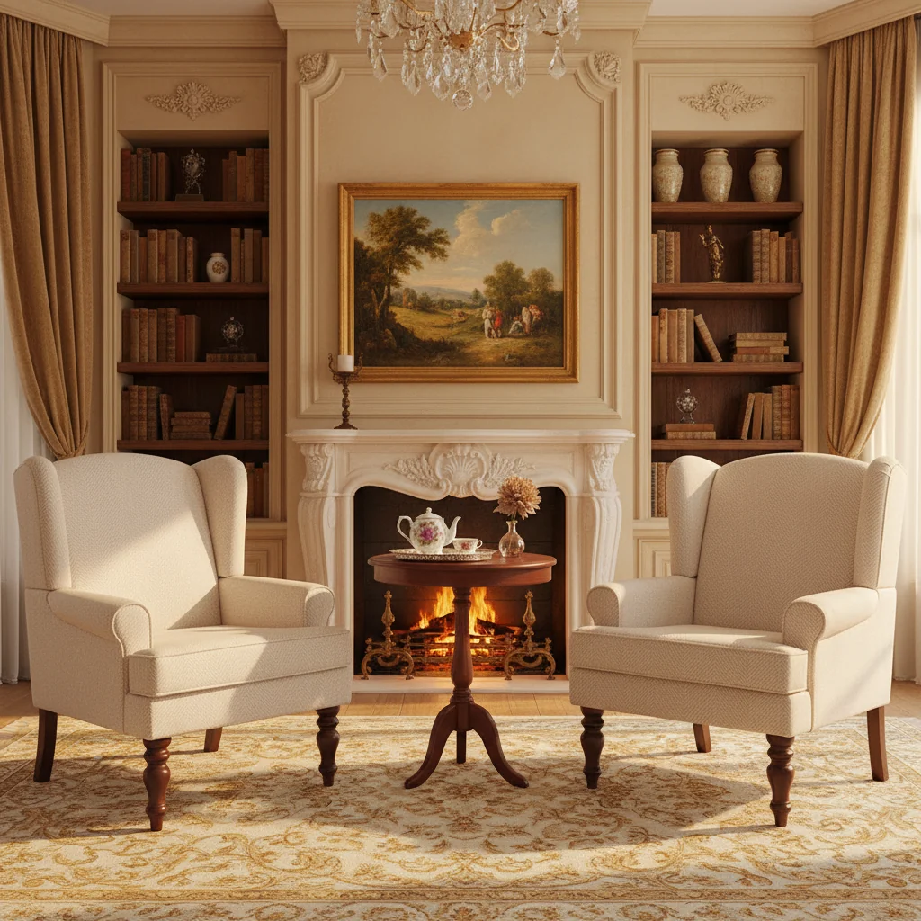 Accent Armchair with Turned Legs Blue/ Beige / Grey