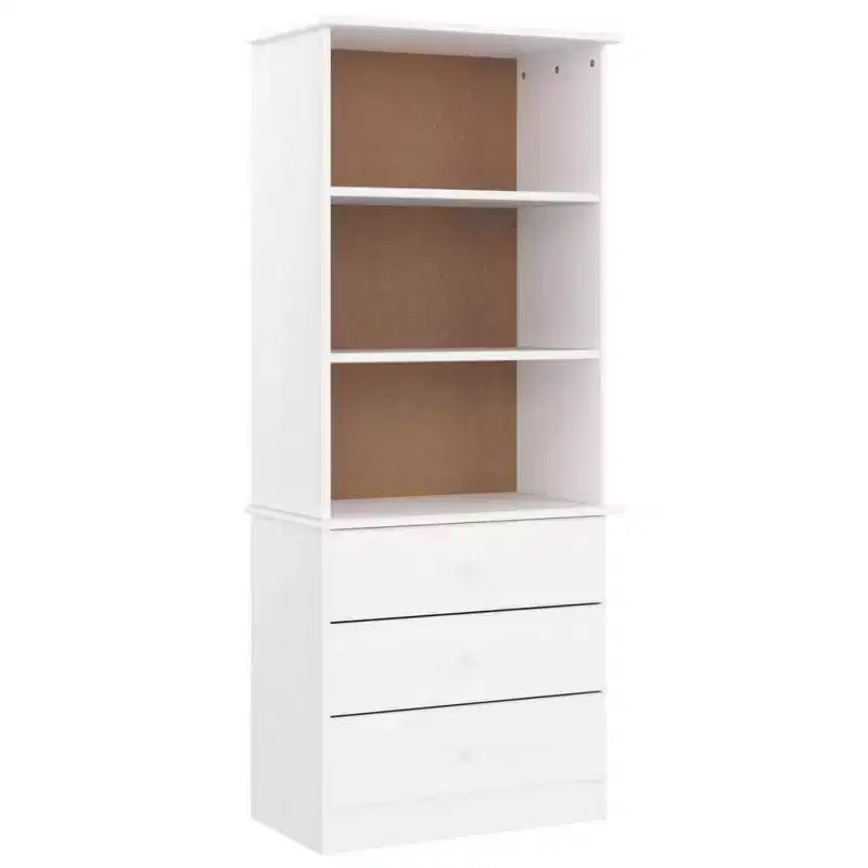 Bookcase White Solid Pine Wood Tall Bookcase Rectangular