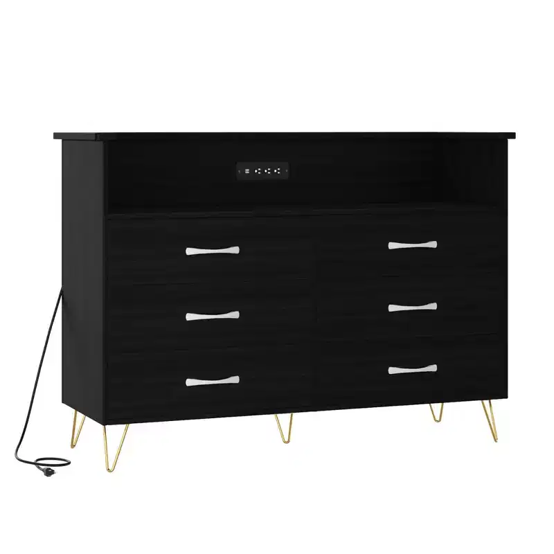 6-Drawer Dresser - Modern Storage Cabinet with TV Stand Functionality