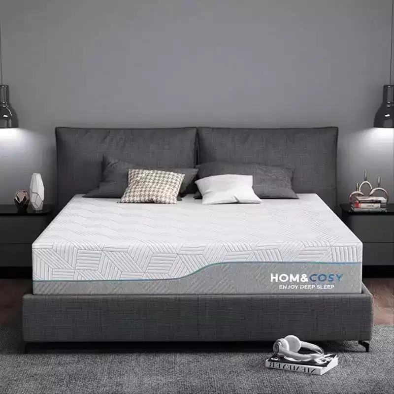 Soft mattress, full-size 12/14-inch memory foam bed mattress, ice silk covered, high-quality cool green tea/gel mattress, white