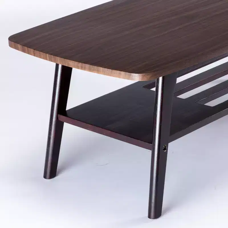 GDFStudio Hwasa Modern Wooden Coffee Table with Open Lower Shelf and Flared Legs