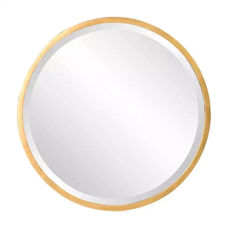 Howard Elliott 24" Round Black/Gold Trimmed Wood Framed Decorative Brando Wall Mirror: Modern Style, No Assembly Required