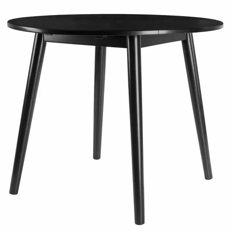 36 Moreno Round Drop Leaf Dining Table Black - Winsome: Space-Saving, Seats 4