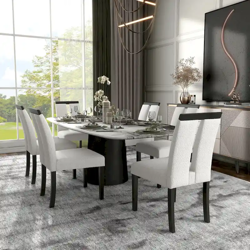 Lumina Modern White Upholstered Dining Chairs (Set of 2) by Furniture of America