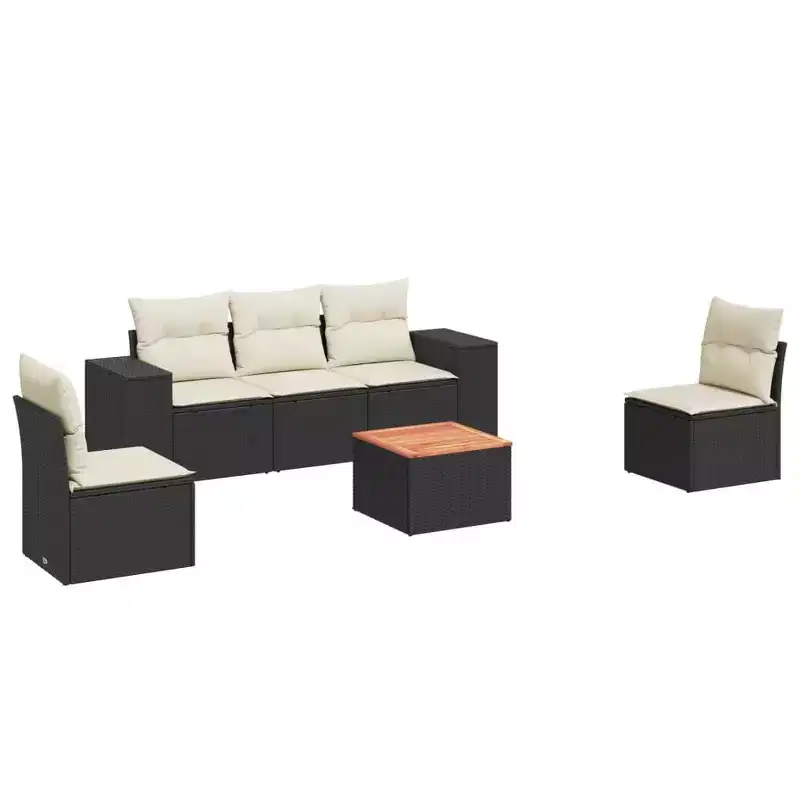 vidaXL Garden Sofa Set Black PE rattan 6-piece set Modular