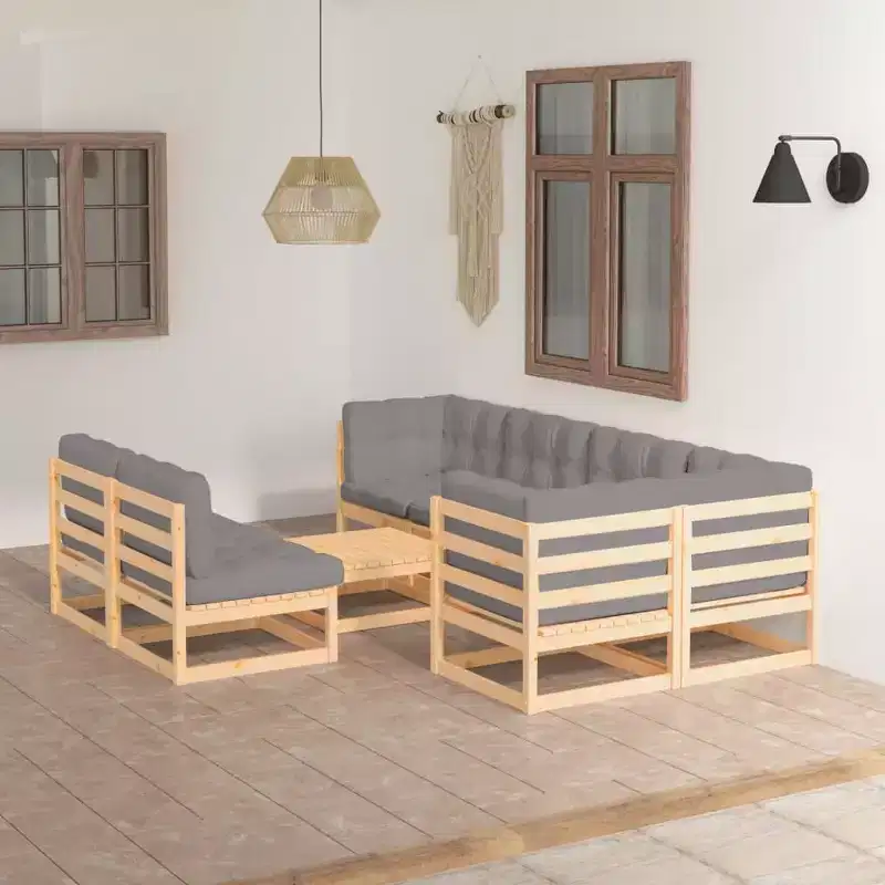 vidaXL Patio Lounge Set Outdoor Sofa Garden with Cushions Solid Wood