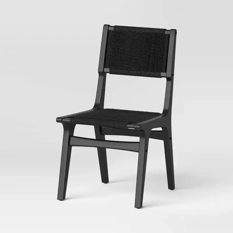 Woven Dining Chair | Rubberwood Frame | Armless | 250 lb Capacity