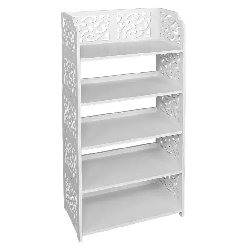 White 5-Tier Freestanding Shoe Rack, Holds 15 Pairs
