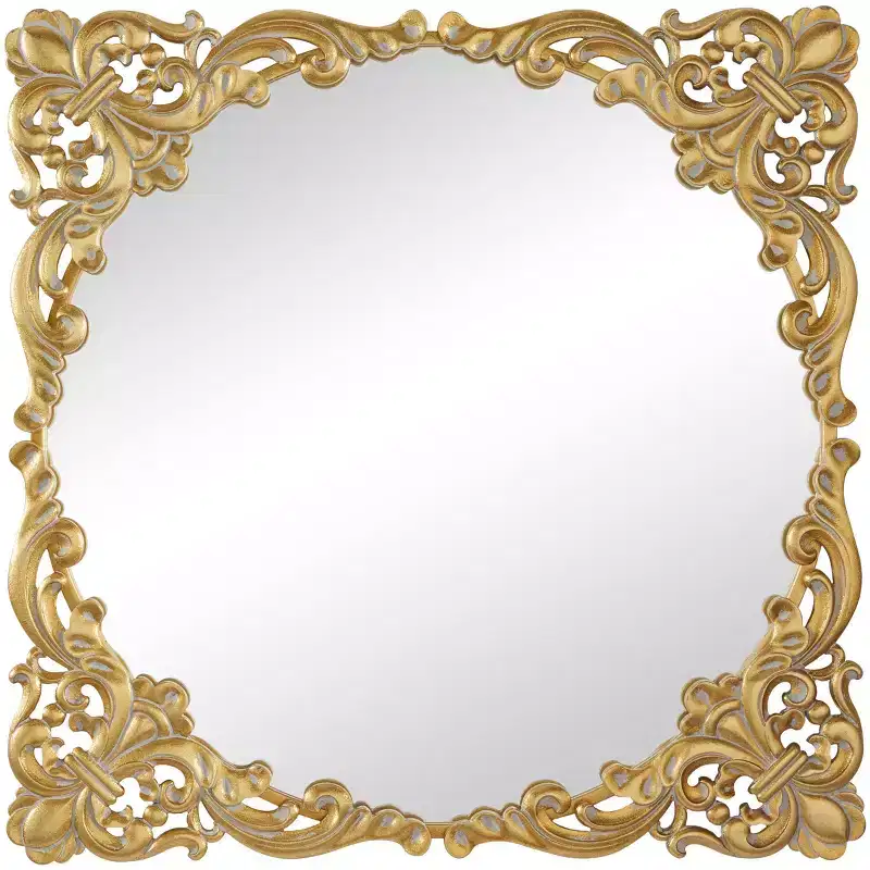 Olivia & May Metal Floral Ornate Baroque Room Wall Mirror with Distressed Details Gold
