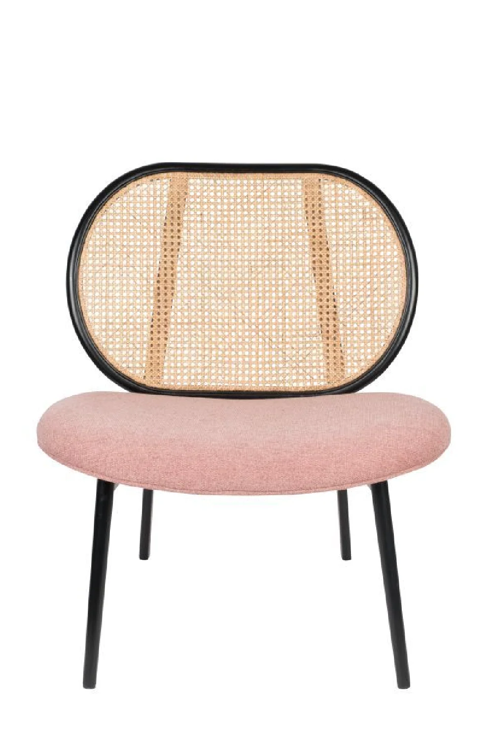 Round Rattan Webbed Back Lounge Chair with Steel Legs