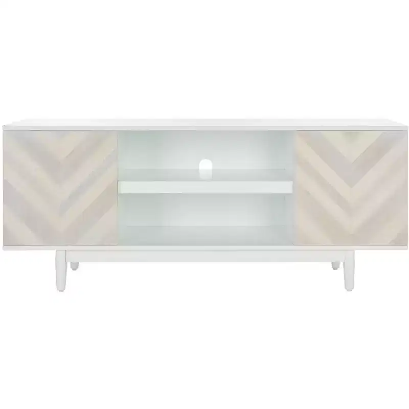 2 Shelf Pattern Media Stand, White Washed