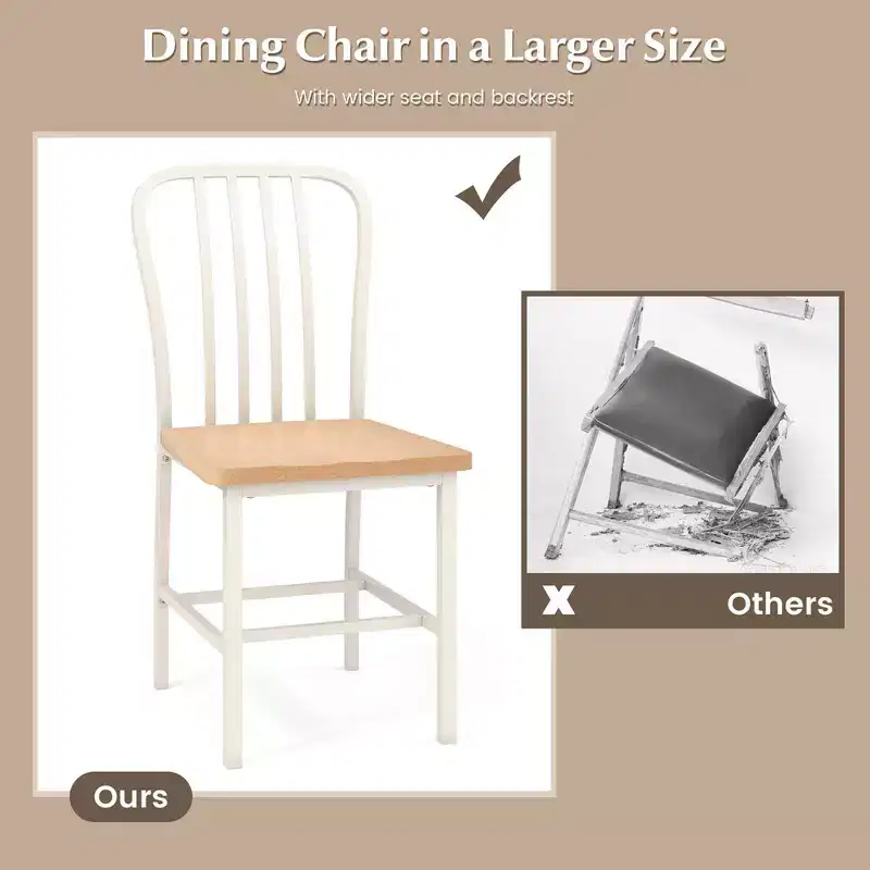 High Back Dining Chairs Set of 2 with Metal Frame & Footrests, Navy, Kitchen & Dining Room Chairs