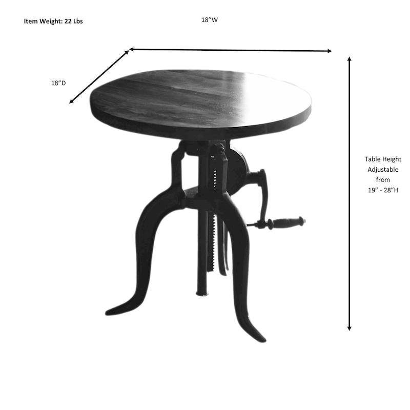Carolina Living Regan Adjustable Accent Table - Chestnut Top - Black Base