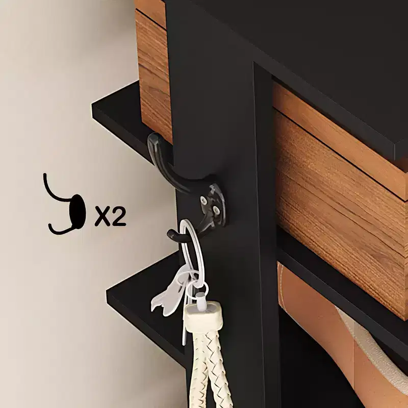 62'' Tall 10-Tier Slim Shoe Rack with Side Hooks for Entryway, Bedroom & Closet, Holds 10-20 Pairs