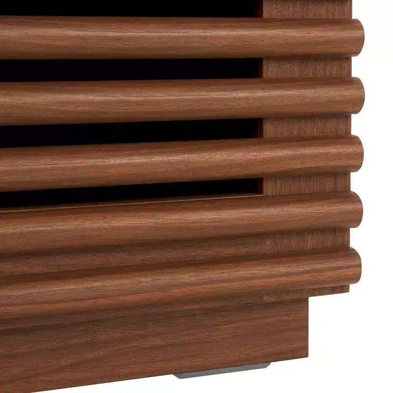 2-Drawer Nightstand with Reeded Wood Detail & Tapered Legs, Walnut Finish