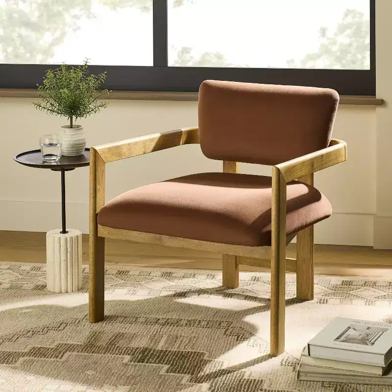 High Gloss Oak Accent Chair Rust - Threshold™ designed with Studio McGee
