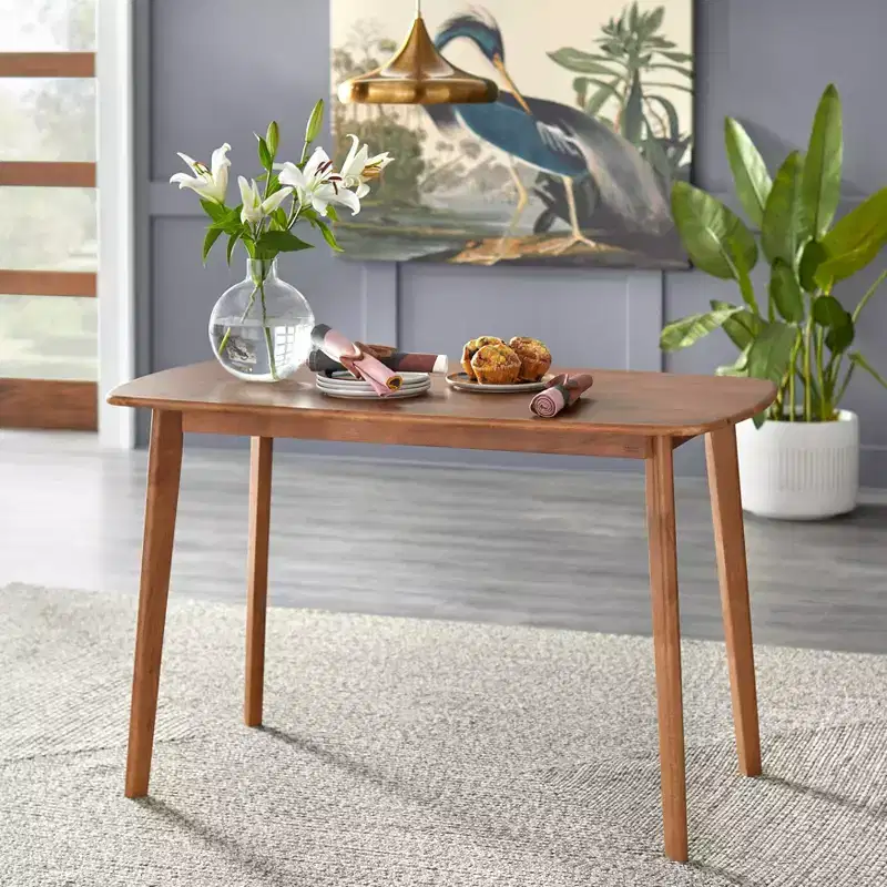 Buylateral Nettie Mid Century Modern Rectangular Dining Table Walnut Finish