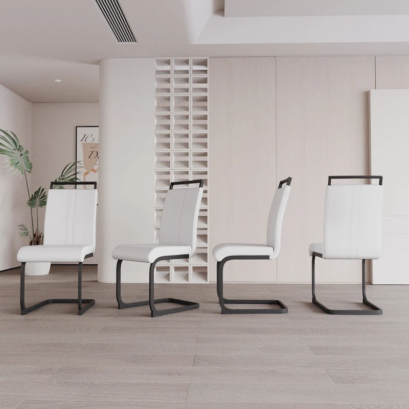 High Back Upholstered Side Chair with C-shaped Tube