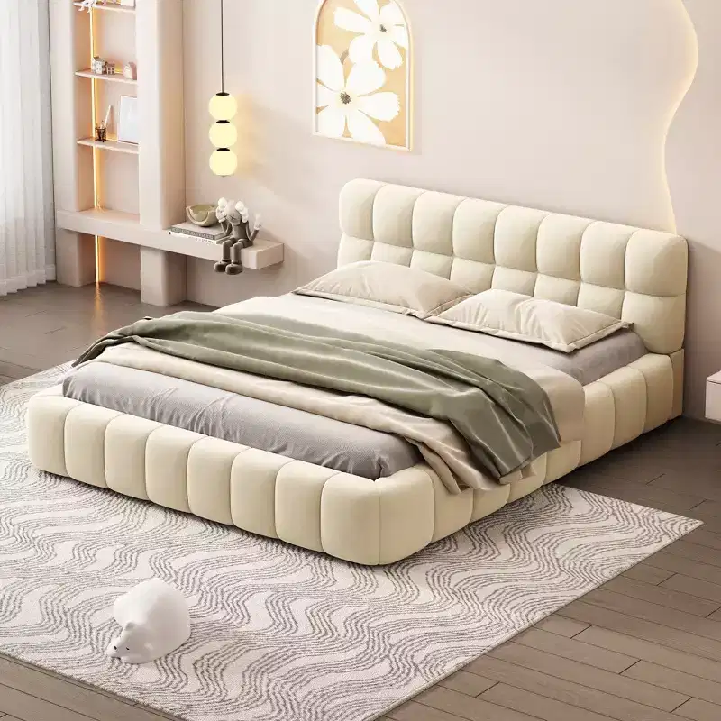 Whisen Morden Design Queen Size Upholstered Platform Bed with Thick Fabric