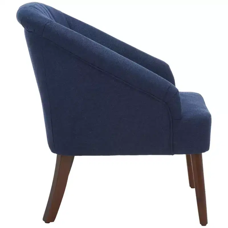 Polyester & Wood Accent Chair — White