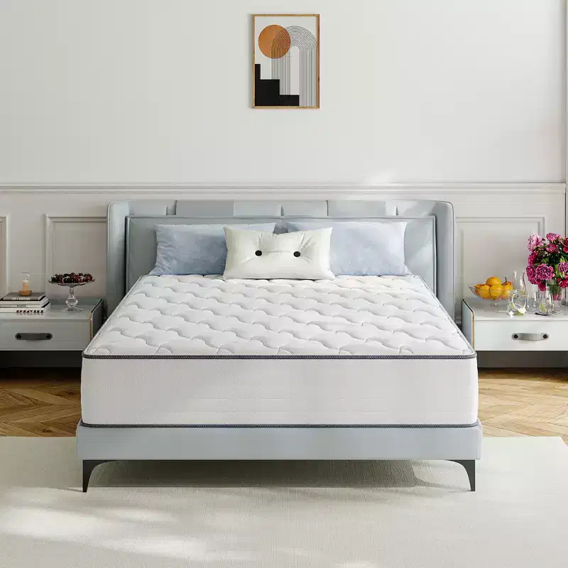 Hybrid Mattress Medium Cooling Memory Foam Bed-in-a-Box, White