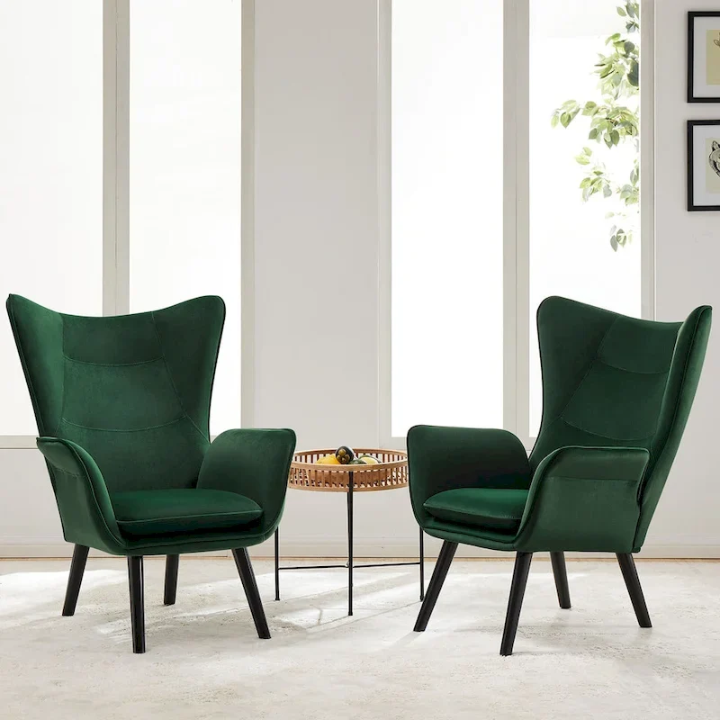 Upholstered Wingback Armchair Leisure Accent Chair, Single - 40.55 H x 28.34 W x 33.1 D