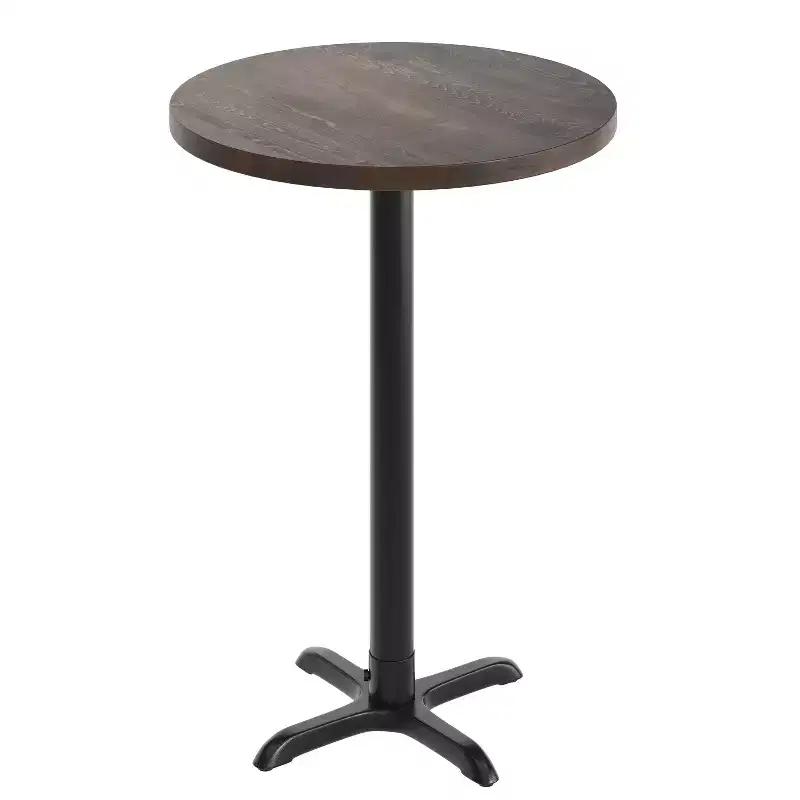 Flash Furniture Bennett Round Solid Wood Commercial Indoor Tabletop with 22 x 22 Bar Height Rust-Resistant Cast Iron X-Base