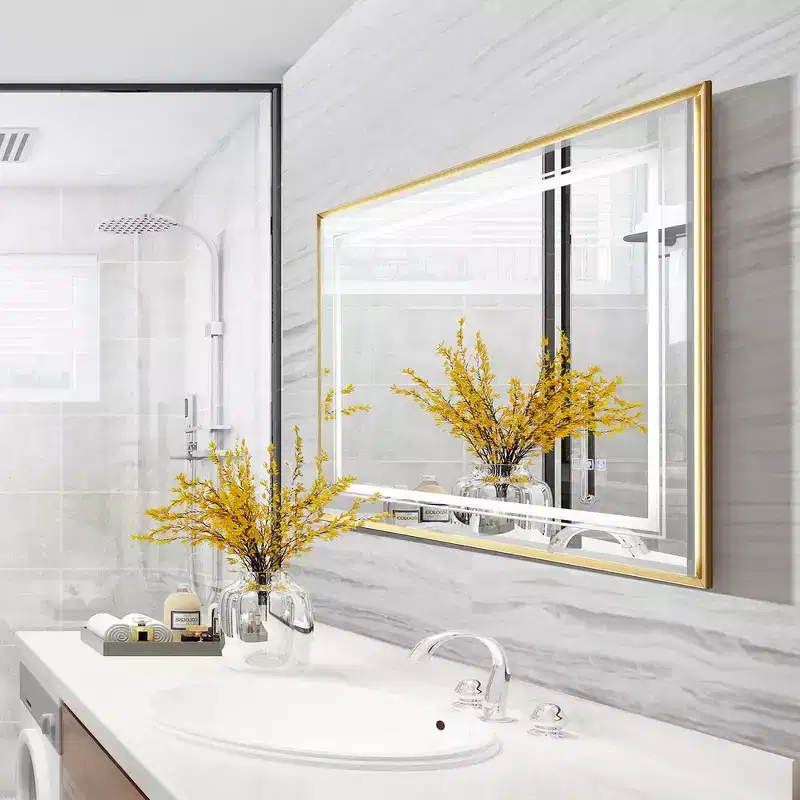 Whisen Touchable LED Bathroom Vanity Wall Mirror with HD Float Glass, Beveled Edge, Aluminum Frame and Anti-Fogging, 40x30