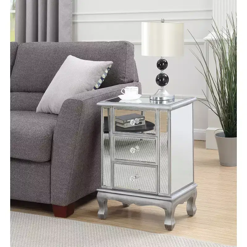24.75 in.H Silver Color Rectangle Glass Table Top End Table 1 -piece