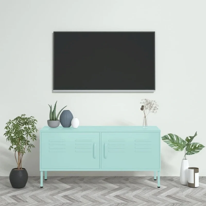 vidaXL TV Stand TV Unit Sideboard Home TV Console Media Unit Cupboard Steel - 41.3 x 13.8 x 19.7