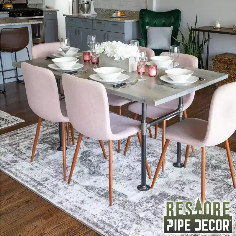 RESTORE Riverstone Grey Solid Wood Dining Table by Pipe Decor