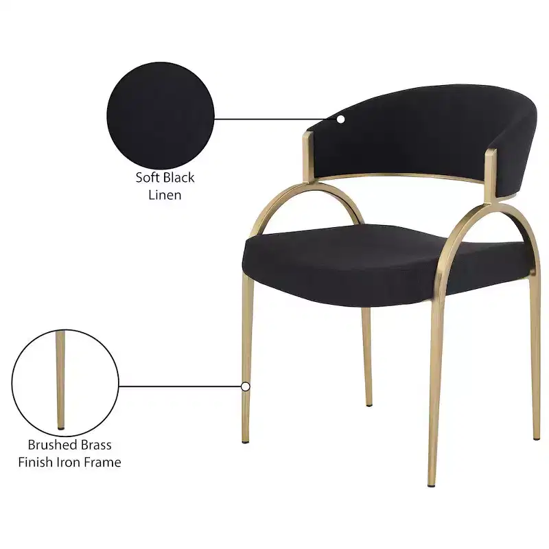 Meridian Furniture,Privet Linen Textured Fabric Dining Chair, Set of 2