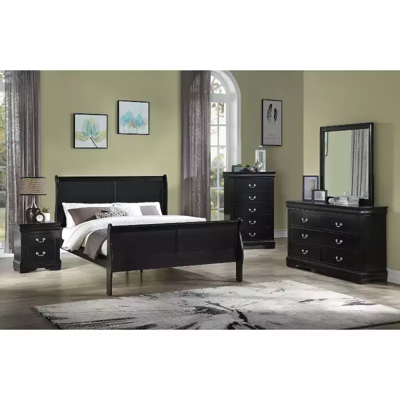 Solid Wood Bedroom Furniture – 5-Drawer Chest or 2-Drawer Nightstand with Brass Hardware, Easy Assembly
