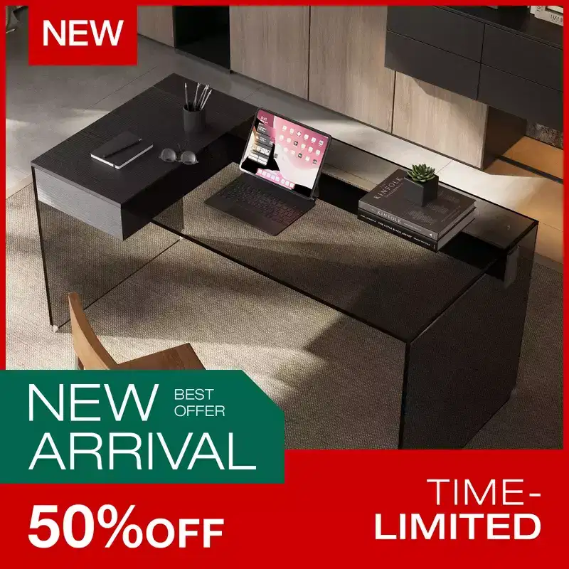 Luck Live 53.14-inch Tempered glass desk