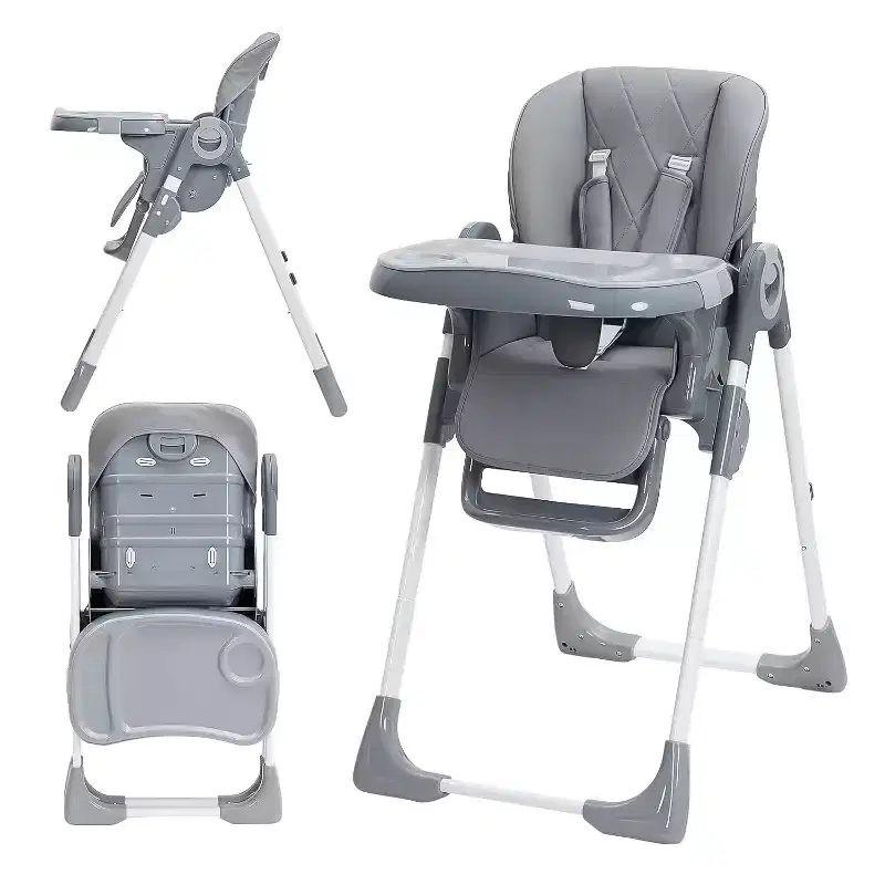 Baby High Chair, Adjustable Infant Highchairs with Removable Tray for Easy Cleaning, Foldable High Chairs for Babies & Toddlers