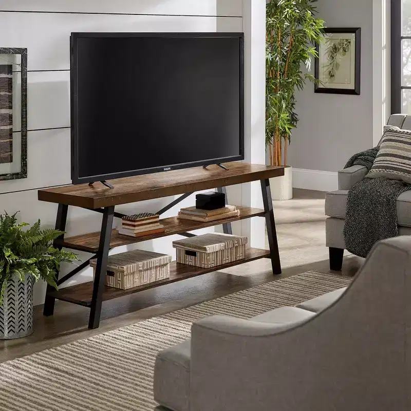 Newsome Rustic X-Base 60-inch TV Stand - Brown - iNSPIRE Q