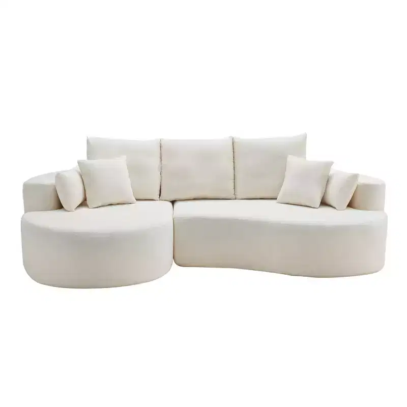 Christopher Knight Home Shamus 106 Modern Cozy Upholstered 4 Seater Curved Sectional Sofa with 7 Pillows