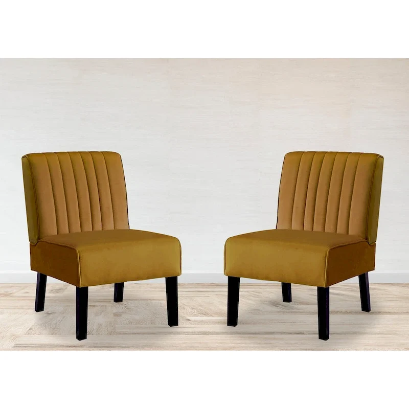 US Pride Nightingale Velvet Stripe Back Accent Chair Set of 2