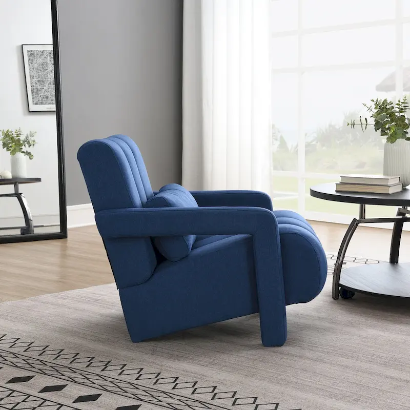 Modern Linen Upholstered Accent Chair with 1 Pillow, Set of 1