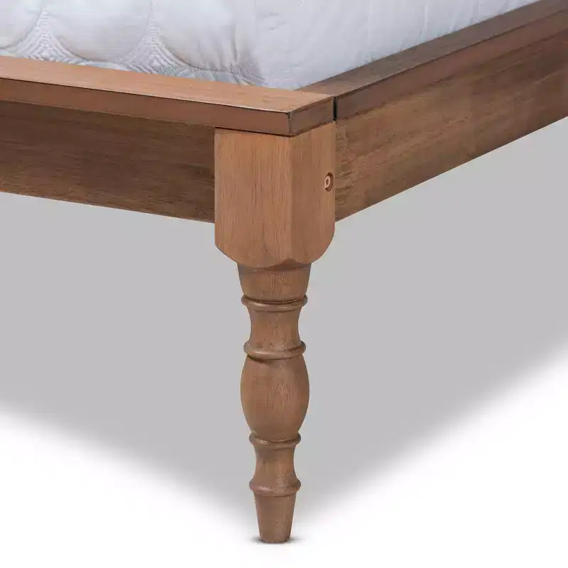 Romy Wood Bed Frame Ash Walnut - Baxton Studio