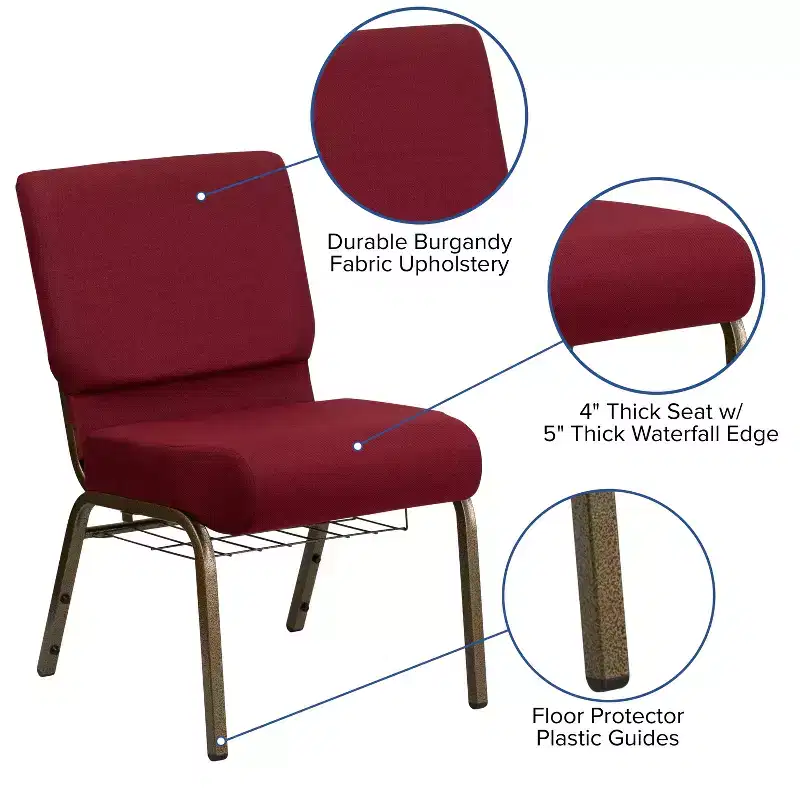 Flash Furniture HERCULES Series 21''W Church Chair with Book Rack